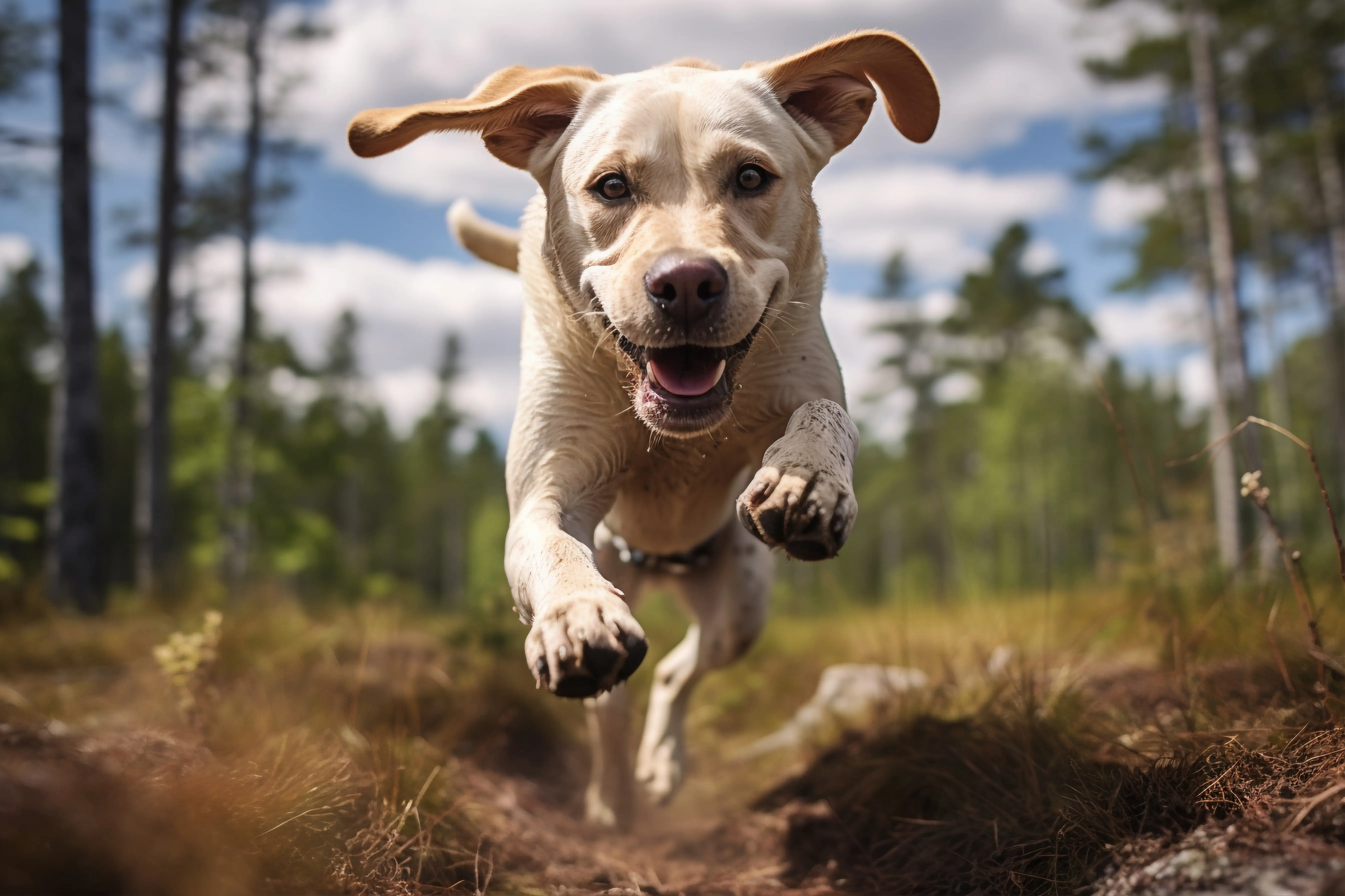 Perro feliz en el campo